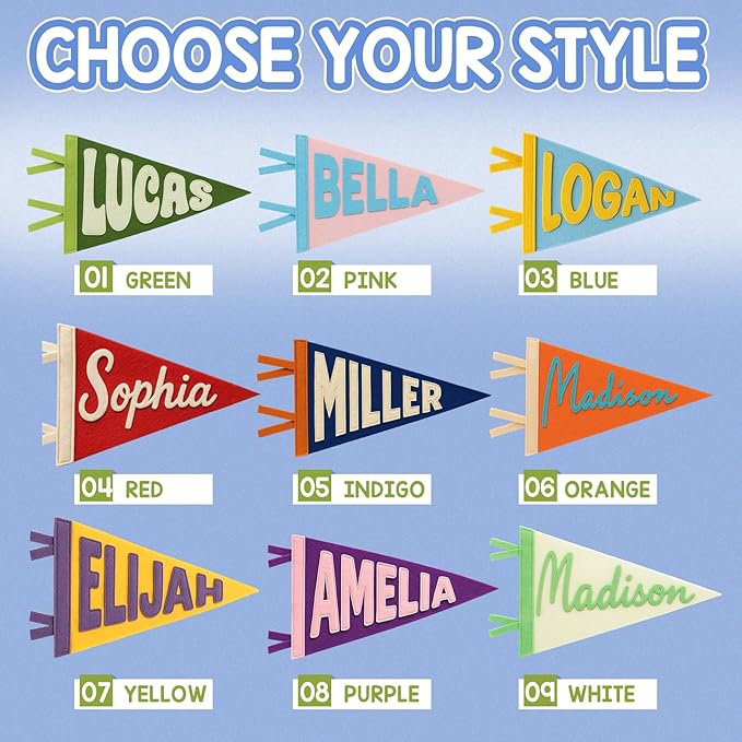 Custom Felt Pennant Flag for Baby Boy Girl Toddler, Custom Name Sign Pennant Banner Flags for Bedroom kids Room, Flag Banner Wall Flags Birthday Gifts for Nursery Boy Room Decor Playroom Decor