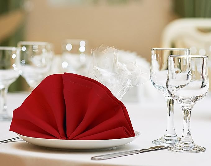 Utopia Home [24 Pack, Red] Cloth Napkins 17x17 Inches, 100% Polyester Hemmed Edges, Washable and Reusable Ideal for Parties, Weddings and Dinners