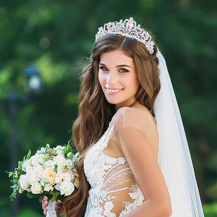 TAROSE Crowns for Women and Girls, Queen Crystal Gold Silver Tiaras with White Rhinestone and Combs, Goddess Crown for Wedding Bride Birthday Princess Bridal Shower Hair Accessories for Women