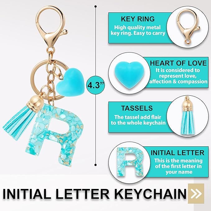 Initial Letter Keychain, Butterfly Keychain Cute Resin, Initial Keychain Backpack Charms, Key chain for Women, Girls