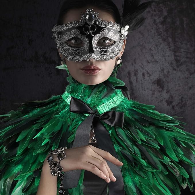 Gothic Natural Feather Shrug Feather Shawl Wrap Cape Victorian Collar for Halloween Cosplay Party Costume Accessories