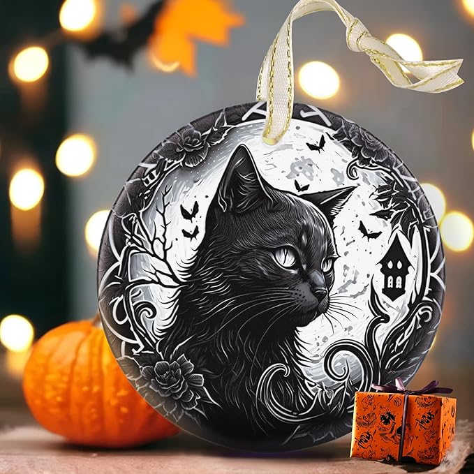 Touber Christmas Ornaments - Tree Decorations for Home - Holiday Present - Gift Idea - Black Cat
