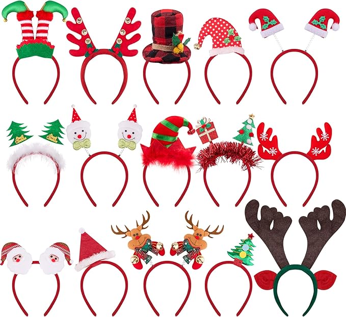 BQTQ 15 Pieces Christmas Headbands Party Hats Headbands for Christmas Holiday Favour