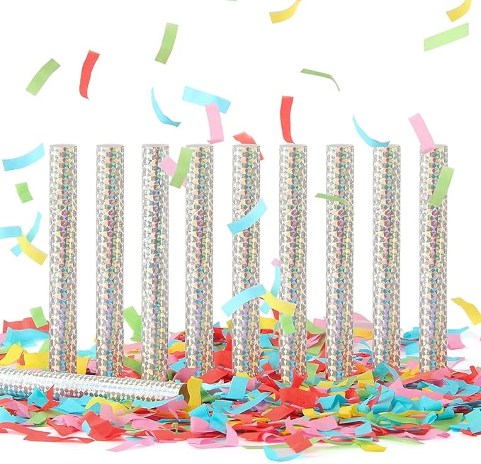 BATTIFE 40Pack Confetti Wands, Colorful Confetti Shoot Poppers, Tissue Paper Flick Flutter Sticks for Wedding Celebrations, Anniversary, Birthday Party Supplies, Multi-Color 7.8inch