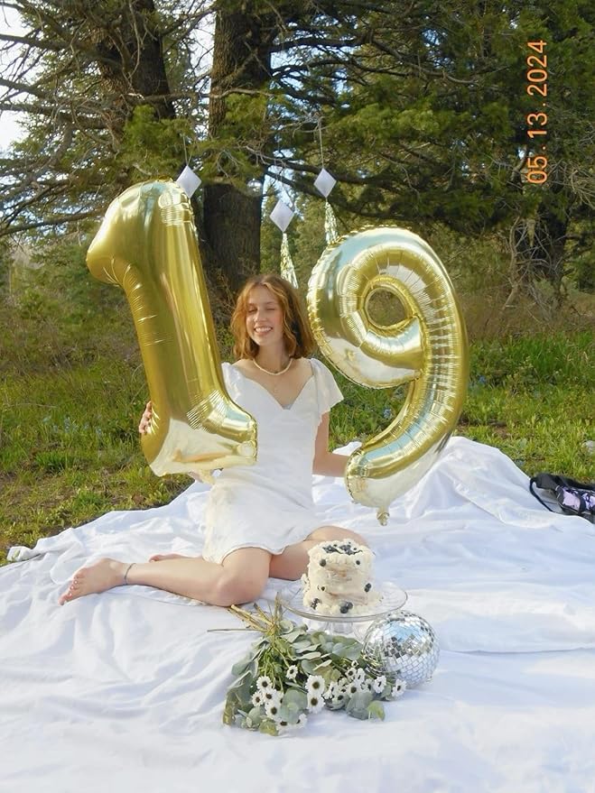 Big Light Gold 40 Inch 9 Balloon Number, Jumbo Giant 9th 19 29 39 49 99 Birthday Party Decorations, Large Champagne Gold Foil Balloons Anniversary Birthday Party Engagement Decorations