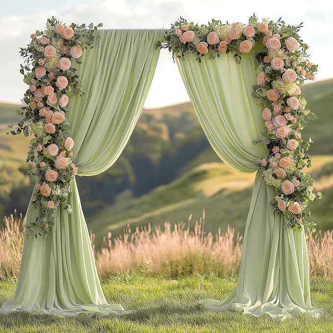 30x10ft Wrinkle Free Sage Green Backdrop Curtain for Parties Soft Fabric Drapes Wedding Curtain Backdrop for Birthday Party Decorations Background for Photography 5x10ft, 6 Panels