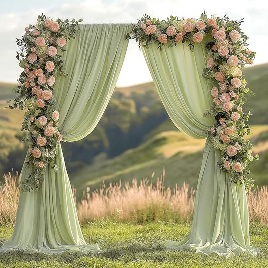 10x10ft Wrinkle Free Sage Green Backdrop Curtain for Parties Soft Fabric Drapes Wedding Curtain Backdrop for Birthday Party Decorations Background for Photography 5x10ft, 2 Panels