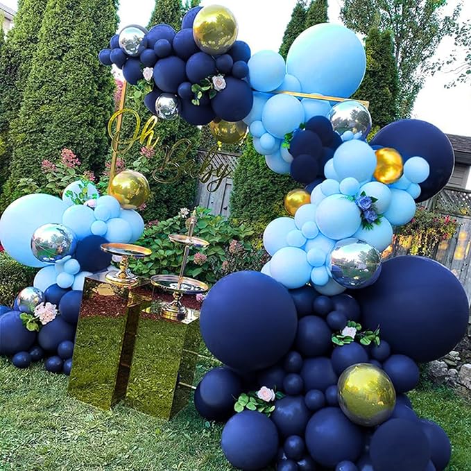 KAWKALSH Light Blue Balloon 110pcs, 12 Inch Thickened Latex Party Balloons Helium Bright Color for Birthday Baby Shower Wedding Party Supplies Arch Garland Decoration