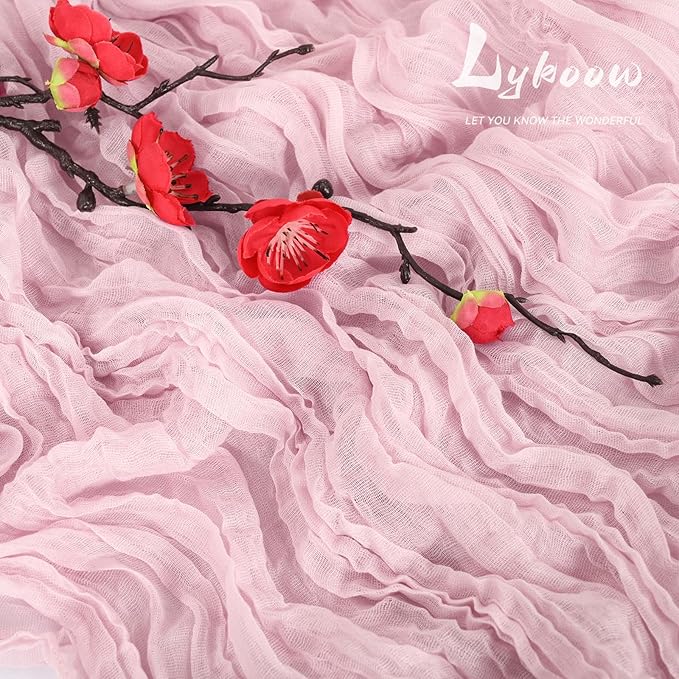 10 Packs Pink Cheesecloth Table Runner Baby Pink, 35x120 inch Rustic Gauze Boho Wedding Table Runner Decoration, Wedding Table Decor Table Cloth for Wedding Party Bridal Shower Table
