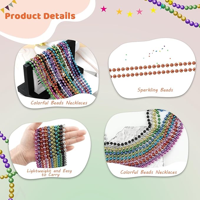 SHAOQINLIN 100 PCS Orange Bead Necklace, Orange Mardi Gras Beads, Halloween Necklaces, 33 Inch Party Beads Round Beaded Necklace for Mardi Gras, Christmas, Halloween