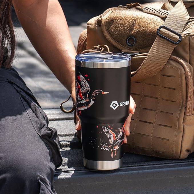 GRITR Stainless Steel Tumbler – 20oz/30oz, Insulated & Leakproof, Hot or Cold Drinks Anywhere, Travel Tumbler with Straw and Lids for Coffee, Water & Smoothies