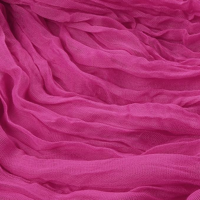 6 Pack Hot Pink Cheesecloth Table Runner 10FT Boho Gauze Fabric Table Runner 35 x 120 Inch Rustic Sheer Runner for Centerpiece Wedding Decor Baby Shower Party Table Decoration