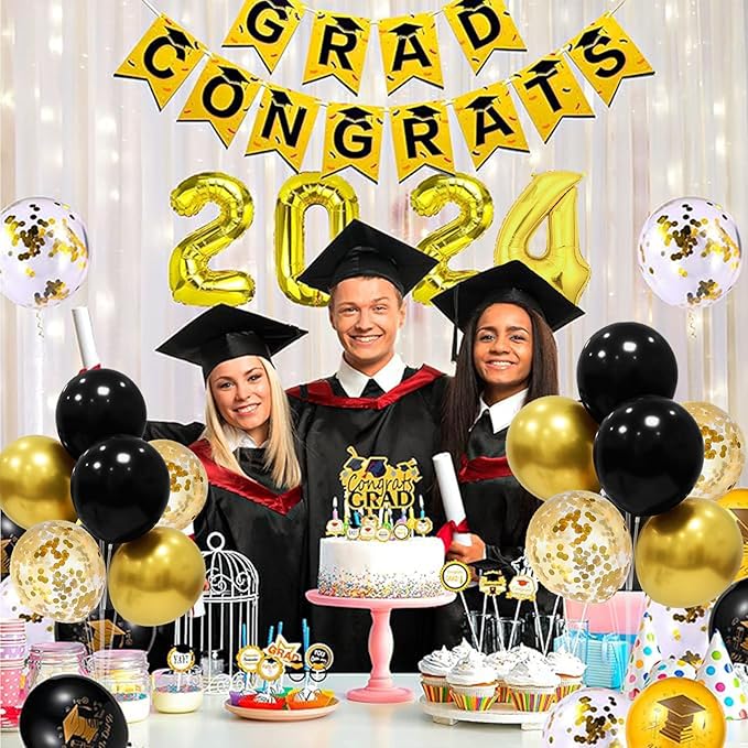 Black and Gold Party Decorations 4 Set Balloon Stand Table Centerpieces for Men's Women's Birthday Wedding Retirement Anniversary Graduation New Years Eve Party Supplies 2026