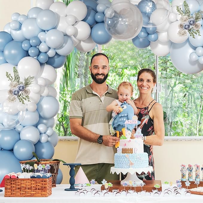 Dusty Blue Balloon Arch Kit 126 Pcs Light Blue and White Balloon Arch Garland Kit Include Macaron Balloons for Wedding Birthday Baby Shower Gender Reveal Bridal Decorations