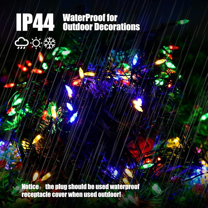120Led Christmas Net Lights Outdoor 5ft x 6ft Connectable, 8 Modes Waterproof Black Wire 29V Plug in Mesh Net Christmas Lights for Garden, Yard, Bushes, Trunk, Xmas Tree Decor (Multicolor)