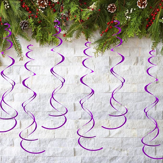 30 pcs Purple Hanging Swirls Party Decorations Party Streamers for Ceiling Party Decorations
