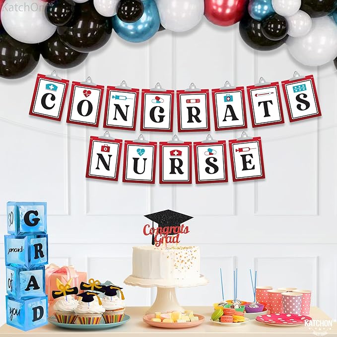 KatchOn, Congrats Nurse Garland - Large 10 Feet | Congrats Banner, Grad Party Decor | Graduation decorations 2025 Nurse Graduation Party Decorations | nurse graduation decorations