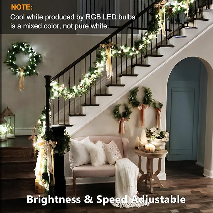 Brizled Color Changing Christmas Lights, 197FT 600 LED RGB Christmas Lights, Dimmable Xmas Tree Light, Multifunctional Indoor Outdoor String Fairy Light with Remote for Holiday Party Decor