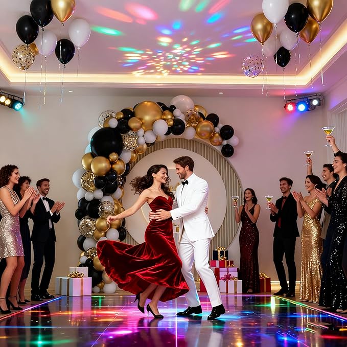 Black Gold White Balloon Arch Kit,137 Pcs Balloon Garland Kit Confetti Metallic with Balloons Tape for Wedding, Birthday,Graduation,New Years,Special Events Party Decoration