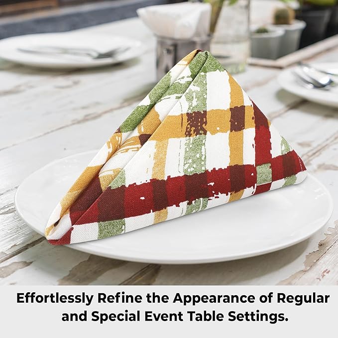 Urban Villa Cloth Napkins Autumn Prints Dinner Napkins Set of 12 20X20 100% Cotton Absorbent Washable Durable Reusable Cloth Napkins Ideal for Farmhouse Party Thanksgiving Harvest Fall Dinner Napkins