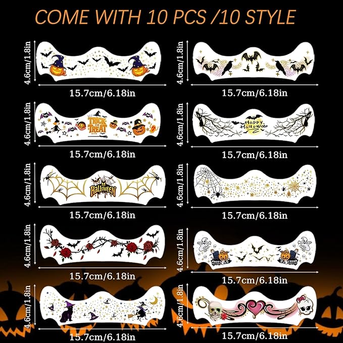 Glitter Freckles, 24PCS Glitter Freckles Face Tattoo, Sparkle Freckles for Women, Waterproof Gold Temporary Face Tattoos Glitter Glow Up Patches Makeup Patches (Halloween 10pcs)