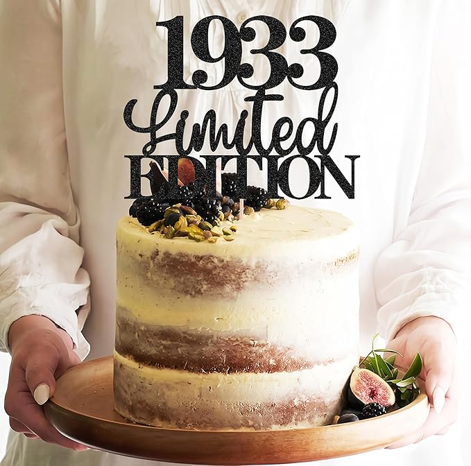 Limited EDITION 1933 Cake Topper - Black Glitter Happy 92nd Birthday Party Cake Decoration Supplies, Cheer to 92 Years Cake Bunting Decor for 92nd Birthday Party Photo Booth Props