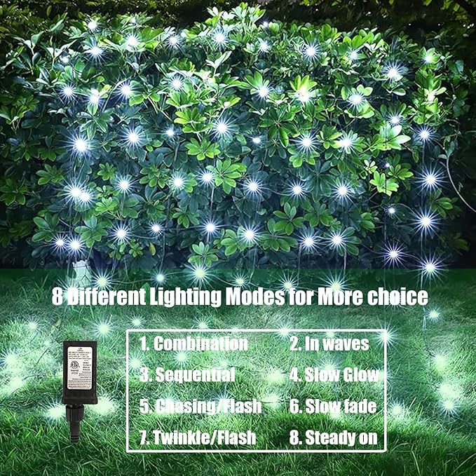 White Christmas Net Lights Outdoor 5ft x 6ft Connectable, 120Led 8 Modes Waterproof Black Wire 29V Plug in Mesh Net Christmas Lights for Garden,Yard, Bushes, Trunk, Xmas Tree Decor (Cool White)