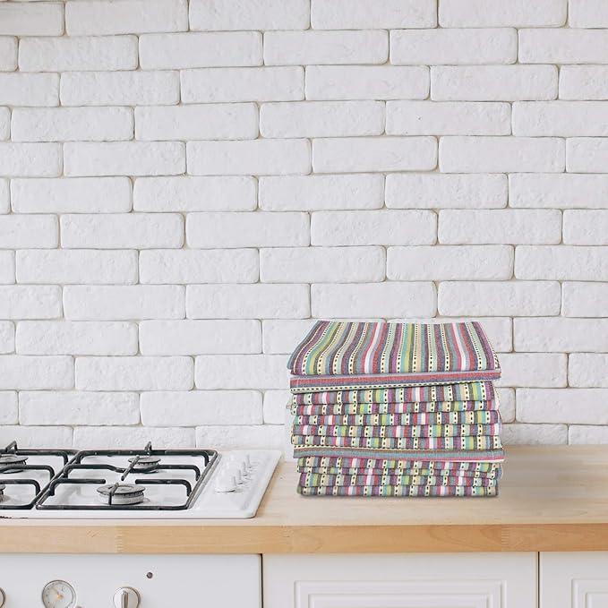 Urban Villa Cloth Napkins Beige Multi Stripes 100% Cotton Absorbent Dinner Napkins (Set of 12) 20x20 Inches Soft Durable Washable Reusable Ideal for Everyday Use Wedding Parties Cloth Dinner Napkins