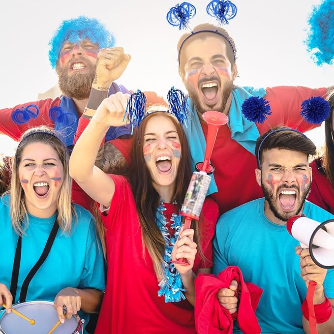 Censen 12 Pcs Christmas Pom Pom Headbands Spirit Party Headwear Tinsel Ponytails Head Bopper for Birthday Holiday