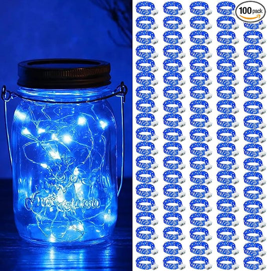 ZGWJ 100 Pack Fairy Lights Battery Operated, 7ft 20 Mini LED Fairy String Lights Silver Wire 3 Modes for DIY, Parties, Wedding, Bedroom, Halloween Christmas Decoration Blue
