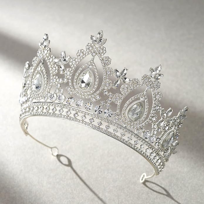 SWEETV Queen Crown for Women,Wedding Tiara for Bride,Princess Tiara,Quinceanera Pageant Crown Diadem