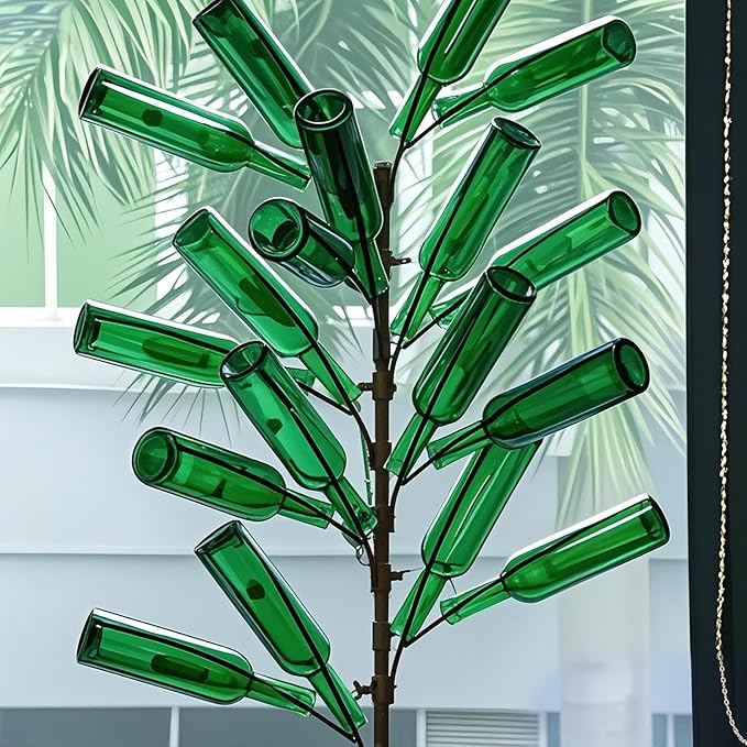 Rtteri 24 Pcs Decorative Colored Wine Bottles 375ml Empty Glass Bottles for Flowers Wedding Decor Centerpiece Christmas Party Favor DIY Crafts (Green)