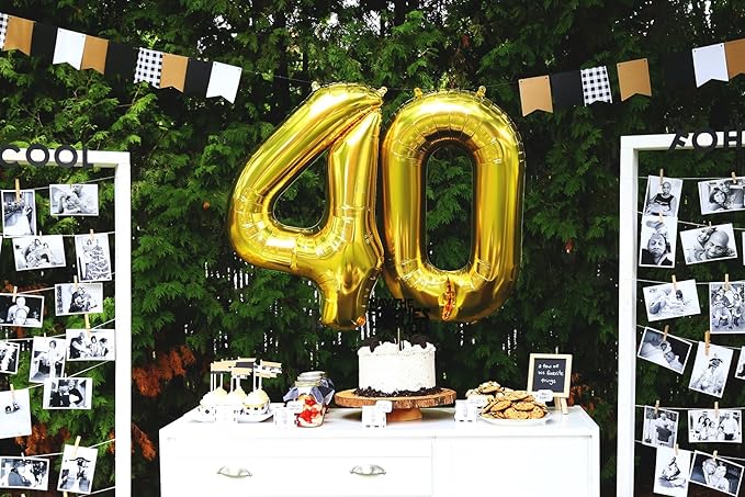 May The Forties Be With You Cake Topper - Glitter Black 40th Birthday Cake Decorations, 40th Wedding Anniversary Cake Pick