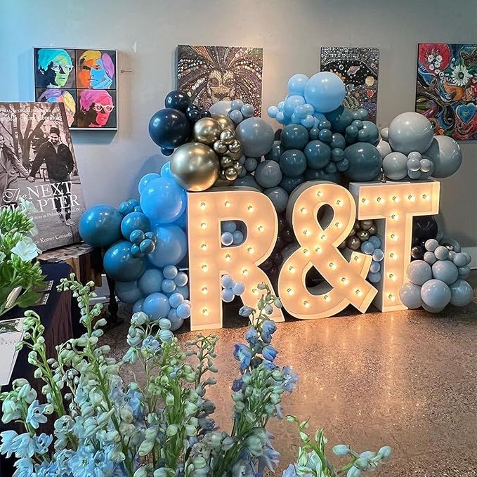 Slate Blue Balloons, 12 Inch 30 Pcs Dusty Dark Teal Latex Matte Retro Sea Fog Helium for Birthday Boho Baptism Baby Shower Party Decorations