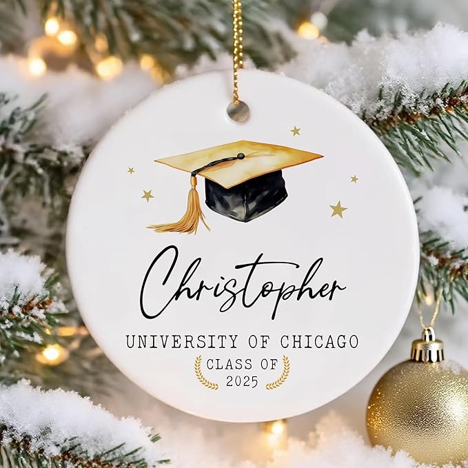 Personalized Graduation Christmas Ornaments 2025, Class of 2025 Gifts for Senior Students, College, University, Graduation Ornament Gift, Grad Keepsake, Masters Degree, Gifts for Women Men