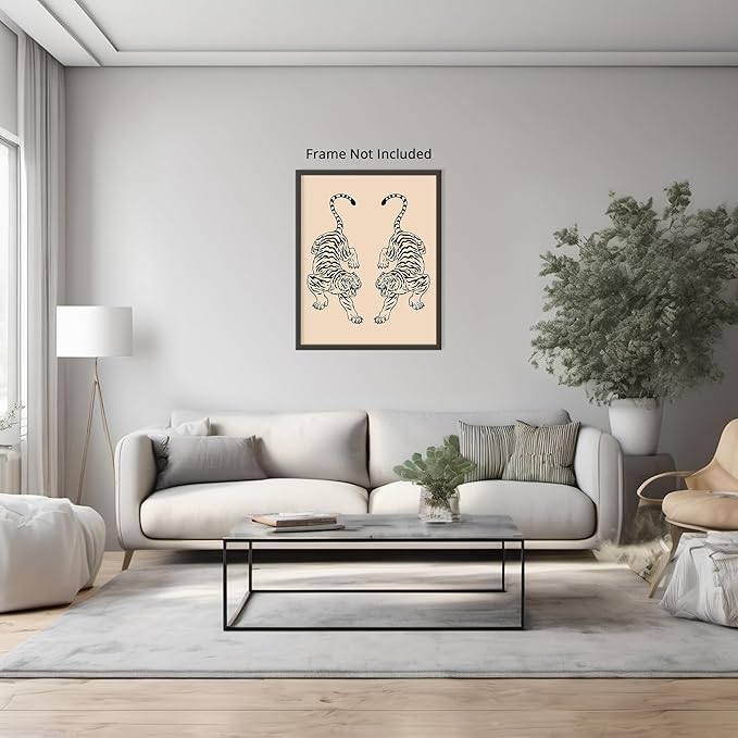 Posterizer 1 pcs - Tiger Minimalist Japanese Wall Art - Art for Animal Lovers - Retro Art - Gift for Men Women Entrepreneur Teens - Chic Home Decor - 08x10 unframed wall art
