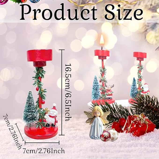 Christmas Candle Holders Red Cartoon Candle Holders Christmas Decor for Tealight Candles,Christmas Table Centerpieces,Indoor Decoration,Festive Ornaments,Mantel Home(3 Packs)