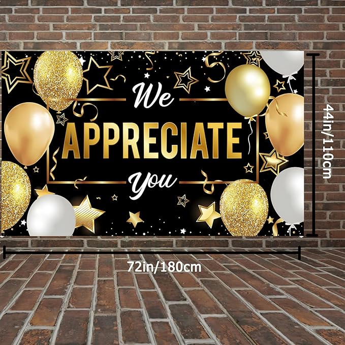 We Appreciate You Banner Backdrop, Employee Appreciation Decorations, Thank You for All You Do Banner, Veterans Teacher Doctor Nurse Staff Appreciation Party Decorations