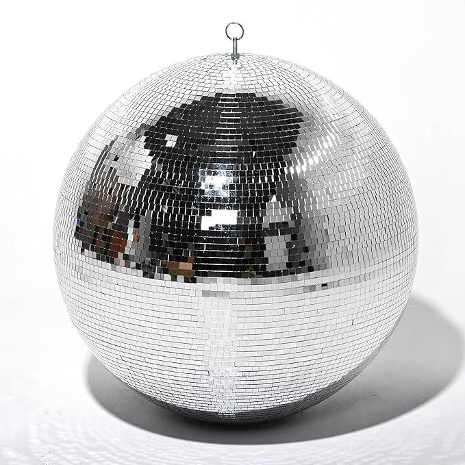 Yescom 24" Large Disco Ball Mirror Big Hanging Glass Decoration for 70s 80s Party Events Wedding DJ Dance Club Bar Stage Lighting Business Holiday Home Decor Silver