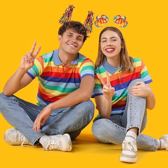 Censen 12 Pcs Christmas Pom Pom Headbands Spirit Party Headwear Tinsel Ponytails Head Bopper for Birthday Holiday