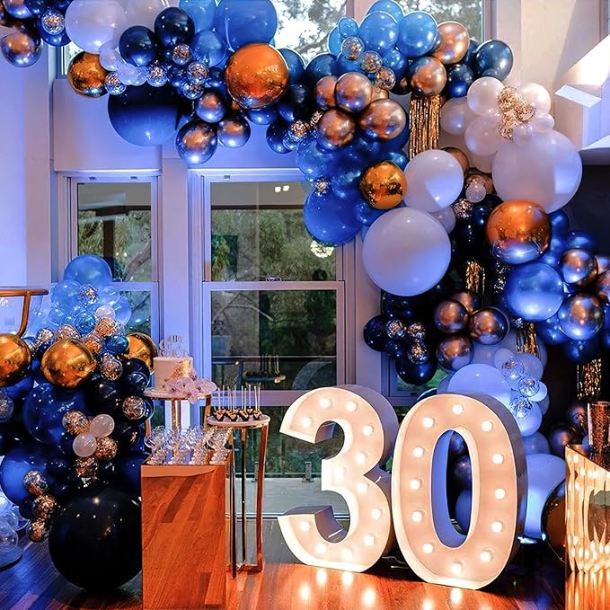 PartyWoo Blue and Silver Balloons, 100 pcs Metallic Blue and Metallic Silver Balloons Different Sizes Pack of 18 Inch 12 Inch 10 Inch 5 Inch for Balloon Garland or Balloon Arch as Party Decorations