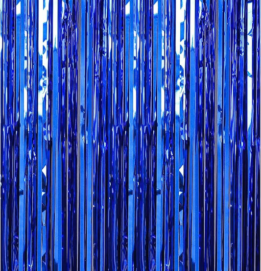 Crosize 7 Pack 3.3 x 9.9 ft Dark Blue Foil Fringe Backdrop Curtain, Streamer Backdrop Curtains, Birthday Party Decorations, Tinsel Curtain for Parties, Galentines Decor, Preppy, Photo Booth
