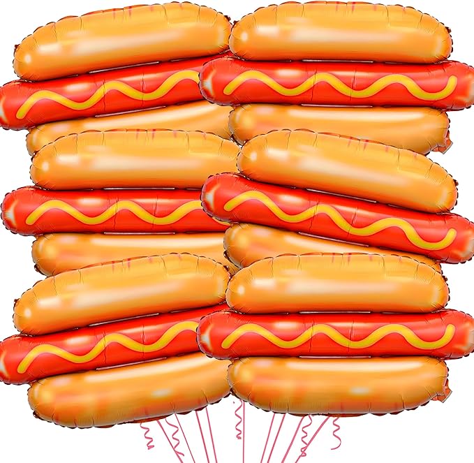 Hotdog-Balloons BBQ-Party-Balloon 6PCS 28in Funny Food Shaped Balloons BBQ Picnic Birthday Summer Gathering Snack Theme Decorations Party Supplies