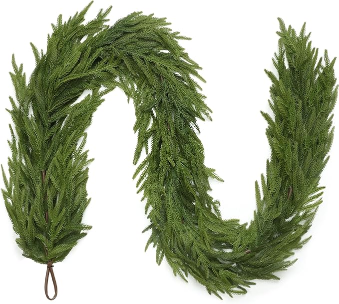 6FT Christmas Garland for Decoration Home Indoor Outdoor, Realistic Pine Christmas Garland Artificial Real Touch Greenery Cedar Garland Mantel Window Table Holiday Thanksgiving Winter Xmas Décor - 1