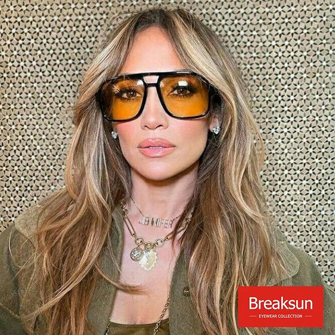 Retro Aviator Sunglasses for Women Men Trendy Classic 70s Square Green Aviator Sun Glasses Vintage Shades