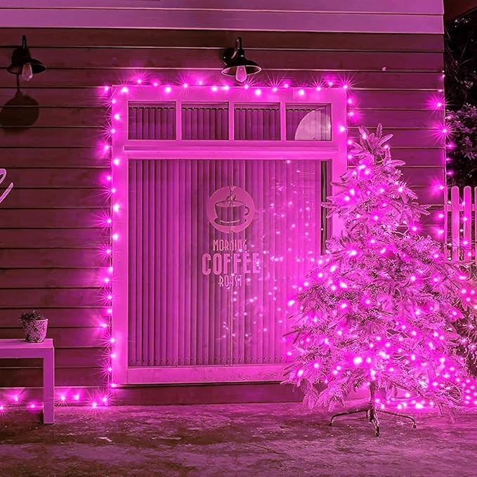165FT 500 LED Christmas Lights, Plug in Christmas String Lights with Waterproof, 8 Modes Twinkle Fairy Lights for Home Patio Tree Wedding Decorations, Pink