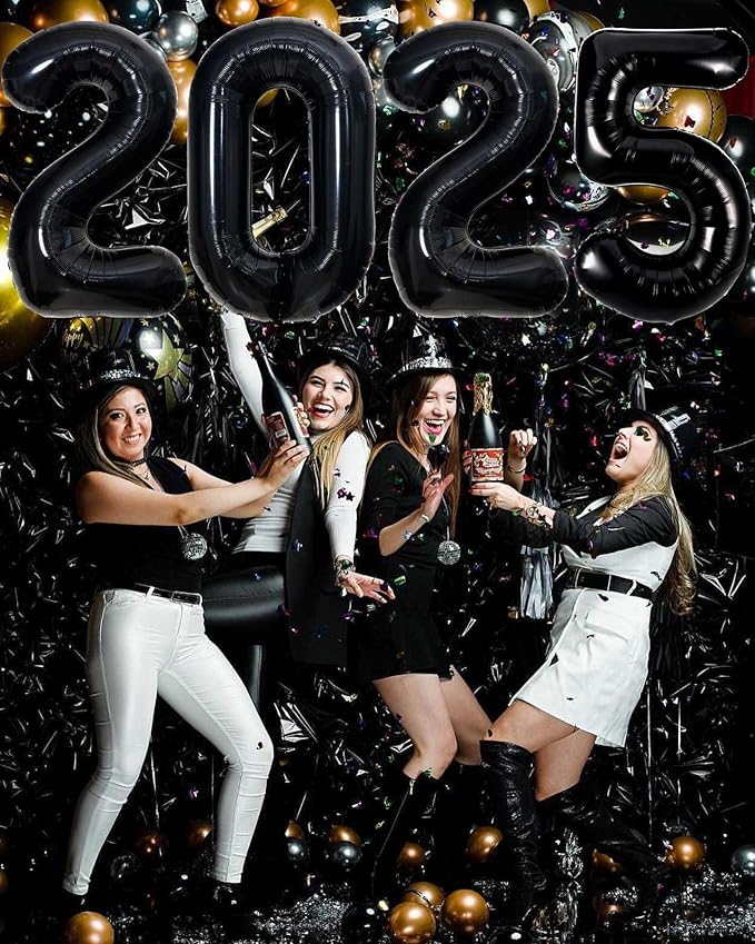2025 Balloons,Gaint 40 Inch Black 2025 Number Balloons,2025 Black Balloons for New Year Eve Party Supplies 2025, New Years Decorations 2025, Christmas, Graduations Decorations