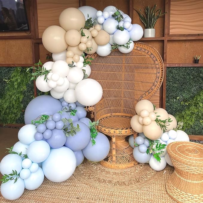 110pcs Dusty Blue Balloons 12 Inch Retro Blue Latex Balloon Garland Arch Kit for Birthday Baby Shower Anniversary Graduation Wedding Party Decorations