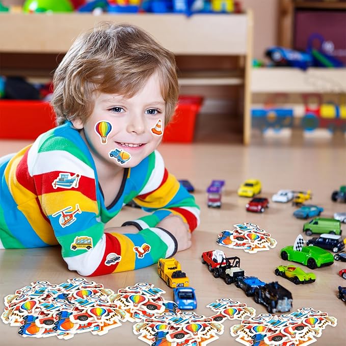 300Pcs Transportation Foam Stickers, Self-Adhesive Truck Cartransportation Stickers Car Foam Decals Sticker Decorations for Home Office School Classroom DIY Art Craft Party Supplies