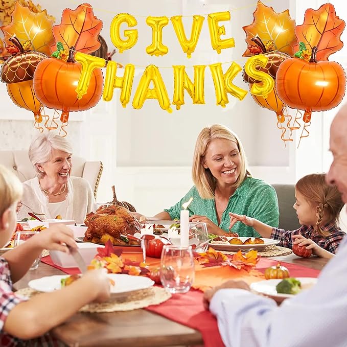 Fall Thanksgiving Balloons Banner Large Premium Foil Pumpkin Maple Leaf Pinecone for Autumn Thanksgiving Party Baby Shower Birthday Backdrop